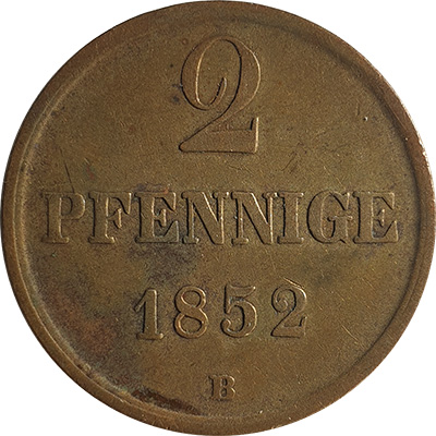 Duchy-Of-Brunswick-2-Pfennig-1852---Odd-Colour-And-Weight/Diam-Slightly-Off